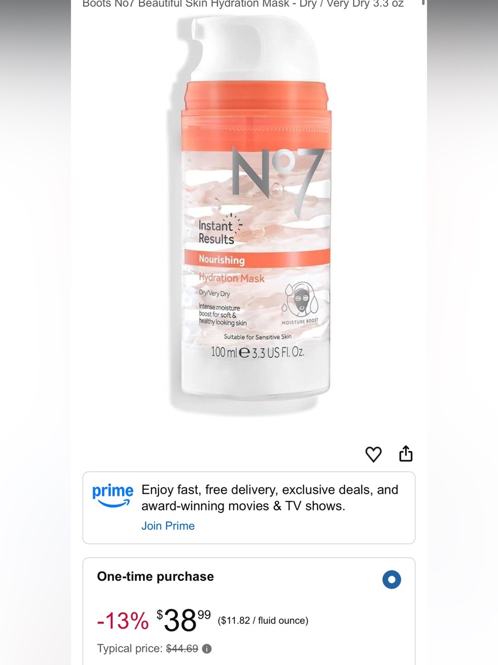 No7 Instant Results Nourishing Hydration Mask